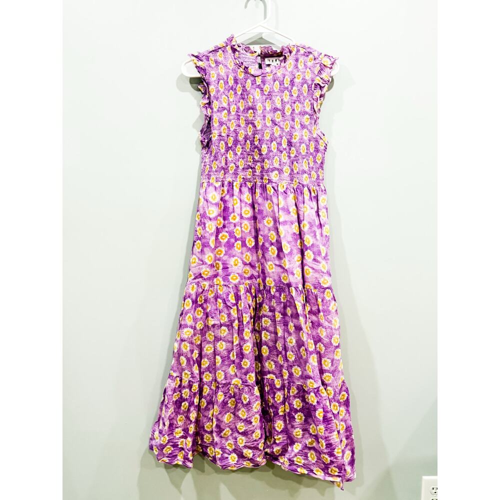 THML Purple Floral Maxi Dress with Yellow Accents